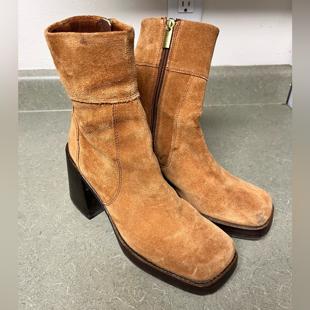 ASOS chunky heeled real suede ankle boots